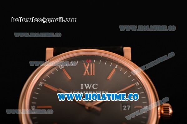 IWC Portofino Automatic Miyota 9015 Automatic Rose Gold Case with Grey Dial and Stick Markers - Click Image to Close