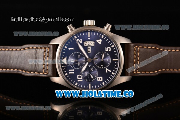 IWC Pilot’s Watch Chronograph Edition "Le Petit Prince" Swiss Valjoux 7750 Automatic Steel Case with Blue Dial Brown Leather Strap and White Arabic Numeral Markers - Click Image to Close