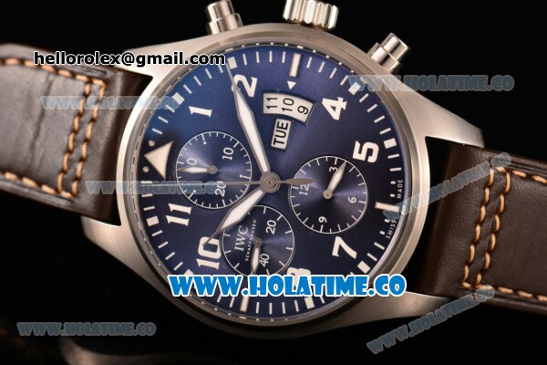 IWC Pilot’s Watch Chronograph Edition "Le Petit Prince" Swiss Valjoux 7750 Automatic Steel Case with Blue Dial Brown Leather Strap and White Arabic Numeral Markers - Click Image to Close