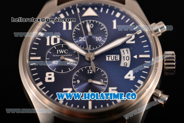 IWC Pilot’s Watch Chronograph Edition "Le Petit Prince" Swiss Valjoux 7750 Automatic Steel Case with Blue Dial Brown Leather Strap and White Arabic Numeral Markers - Click Image to Close