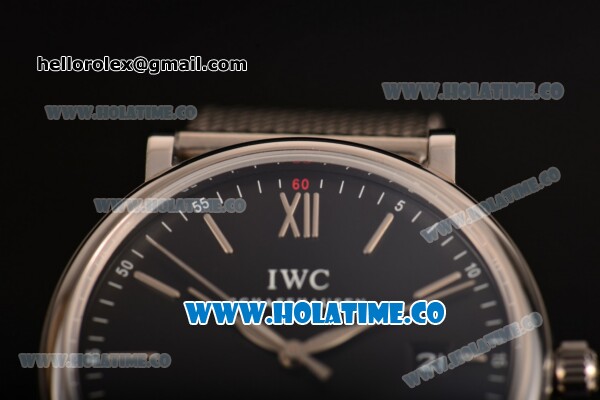 IWC Portofino Automatic Miyota 9015 Automatic Full Steel with Black Dial and Silver Stick Markers - Click Image to Close