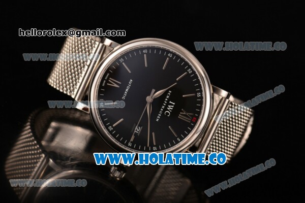 IWC Portofino Automatic Miyota 9015 Automatic Full Steel with Black Dial and Silver Stick Markers - Click Image to Close