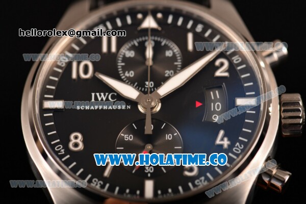 IWC Pilot's Watch Chrono Swiss Valjoux 7750 Automatic Steel Case with Grey Dial and White Arabic Numeral Markers (BP) - Click Image to Close