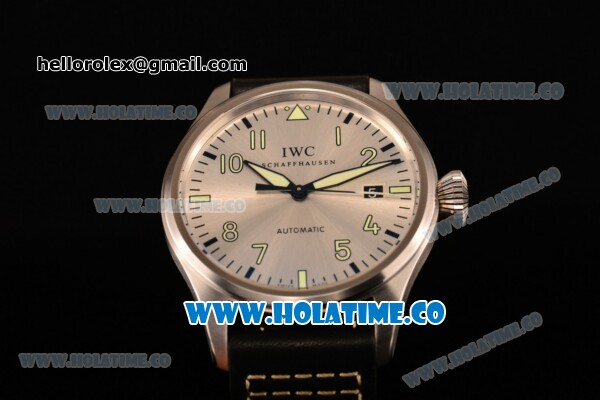 IWC Big Pilot's Watch Swiss ETA 2892 Automatic Steel Case with Silver Dial and Arabic Numeral Markers (ZF) - Click Image to Close
