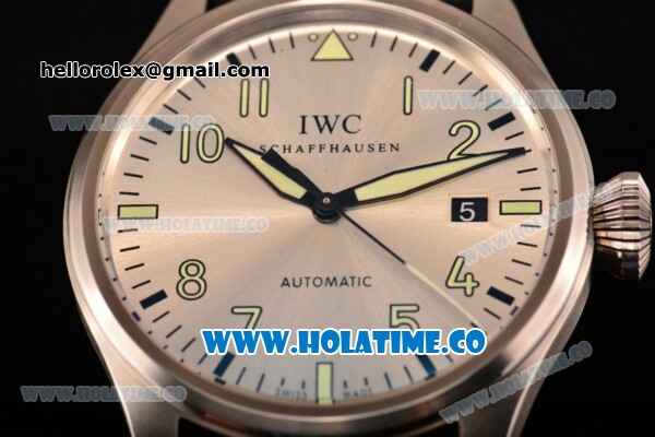 IWC Big Pilot's Watch Swiss ETA 2892 Automatic Steel Case with Silver Dial and Arabic Numeral Markers (ZF) - Click Image to Close