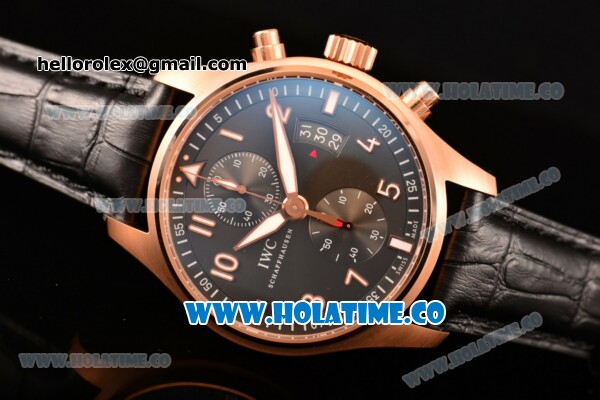 IWC Pilot's Watches Spitfire Chronograph Swiss Valjoux 7750 Automatic Rose Gold Case with Grey Dial and White Numeral Markers (BP) - Click Image to Close