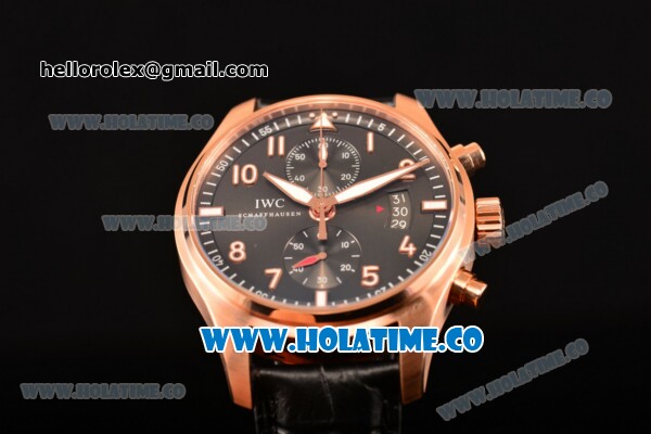 IWC Pilot's Watches Spitfire Chronograph Swiss Valjoux 7750 Automatic Rose Gold Case with Grey Dial and White Numeral Markers (BP) - Click Image to Close
