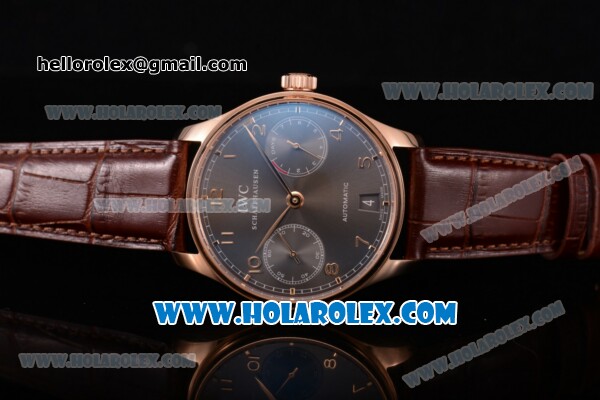 IWC Portugieser Power Reserve Clone IWC 52010 Automatic Rose Gold Case with Arabic Numeral Markers and Grey Dial (ZF) - Click Image to Close