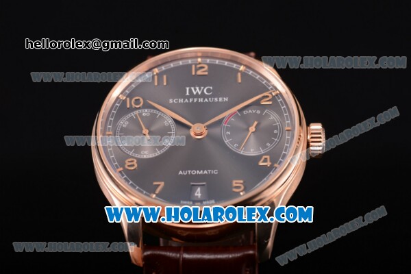 IWC Portugieser Power Reserve Clone IWC 52010 Automatic Rose Gold Case with Arabic Numeral Markers and Grey Dial (ZF) - Click Image to Close