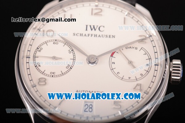 IWC Portugieser Power Reserve Clone IWC 52010 Automatic Steel Case with Arabic Numeral Markers and White Dial (ZF) - Click Image to Close