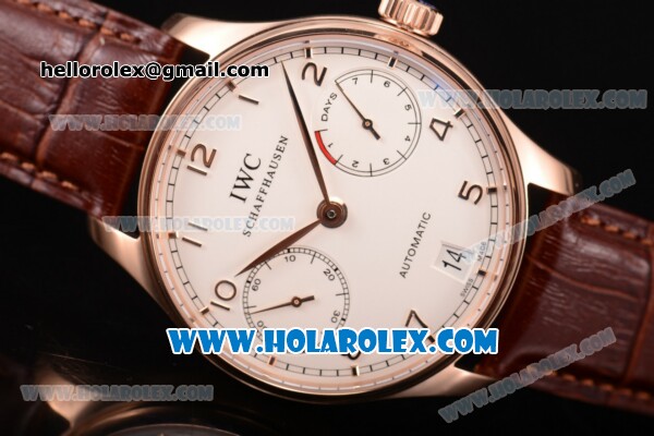 IWC Portugieser Power Reserve Clone IWC 52010 Automatic Rose Gold Case with Arabic Numeral Markers and White Dial (ZF) - Click Image to Close
