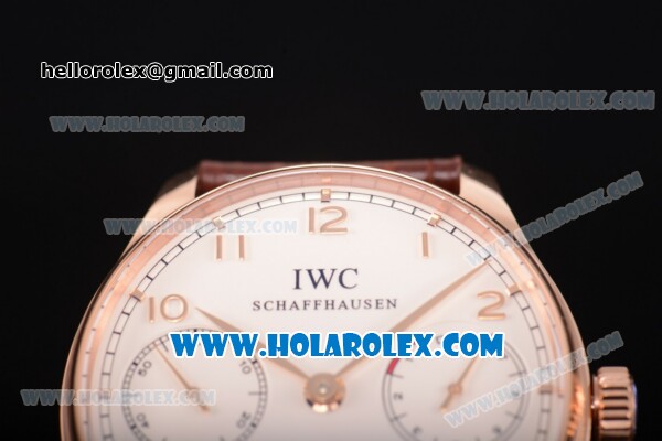 IWC Portugieser Power Reserve Clone IWC 52010 Automatic Rose Gold Case with Arabic Numeral Markers and White Dial (ZF) - Click Image to Close