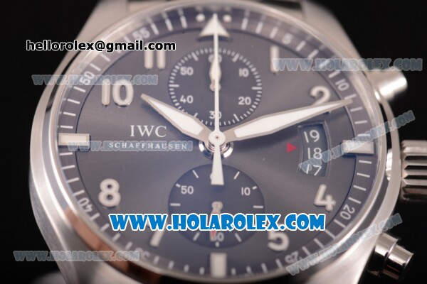 IWC Pilot's Watch Spitfire Chronograph Swiss Valjoux 7750 Automatic Full Steel with Grey Dial and White Arabic Numeral Markers - Click Image to Close