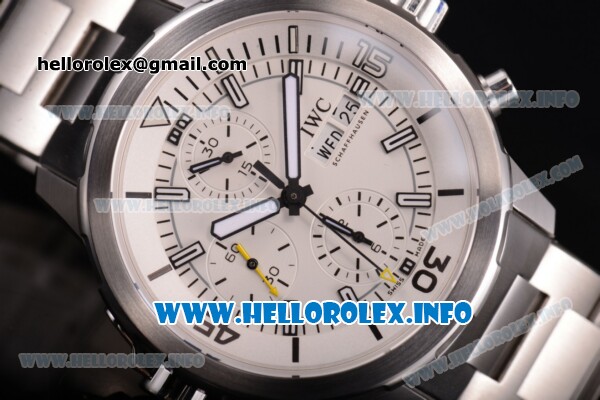 IWC Aquatimer Chrono Swiss Valjoux 7750 Automatic Full Steel with White Dial and Stick Markers - Click Image to Close