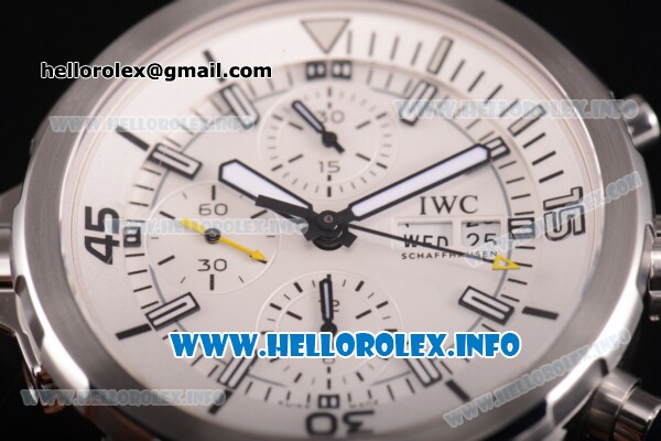 IWC Aquatimer Chrono Swiss Valjoux 7750 Automatic Full Steel with White Dial and Stick Markers - Click Image to Close