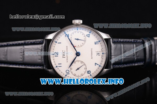 IWC Portuguese Power Reserve Clone IWC 52010 Automatic Steel Case with White Dial and Blue Arabic Numeral Markers - 1:1 Original (ZF) - Click Image to Close