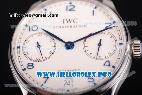 IWC Portuguese Power Reserve Clone IWC 52010 Automatic Steel Case with White Dial and Blue Arabic Numeral Markers - 1:1 Original (ZF) - Click Image to Close