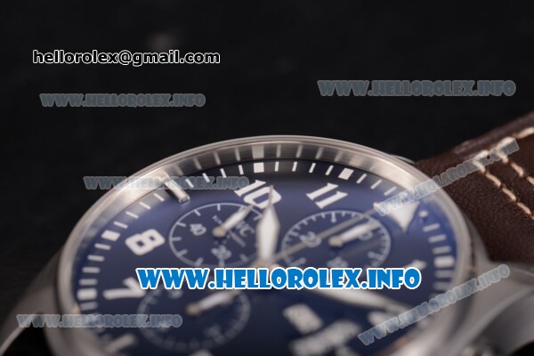 IWC Pilot's Watch Chronograph Edition "The Little Prince" Swiss Valjoux 7750 Automatic Steel Case with Blue Dial Brown Leather Strap and White Arabic Numeral Markers (YL) - Click Image to Close