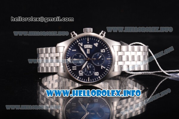IWC Pilot's Watch Chronograph Edition "The Little Prince" Swiss Valjoux 7750 Automatic Full Steel with Blue Dial and White Arabic Numeral Markers (YL) - Click Image to Close