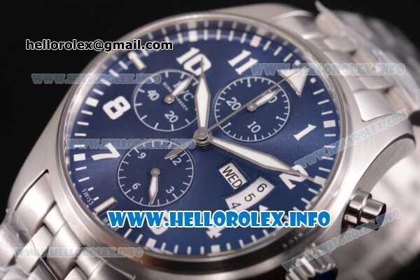 IWC Pilot's Watch Chronograph Edition "The Little Prince" Swiss Valjoux 7750 Automatic Full Steel with Blue Dial and White Arabic Numeral Markers (YL) - Click Image to Close