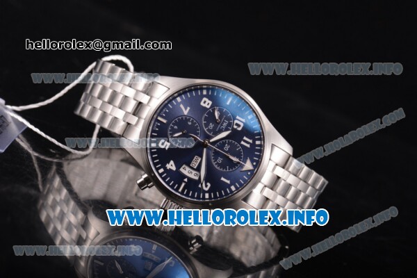 IWC Pilot's Watch Chronograph Edition "The Little Prince" Swiss Valjoux 7750 Automatic Full Steel with Blue Dial and White Arabic Numeral Markers (YL) - Click Image to Close
