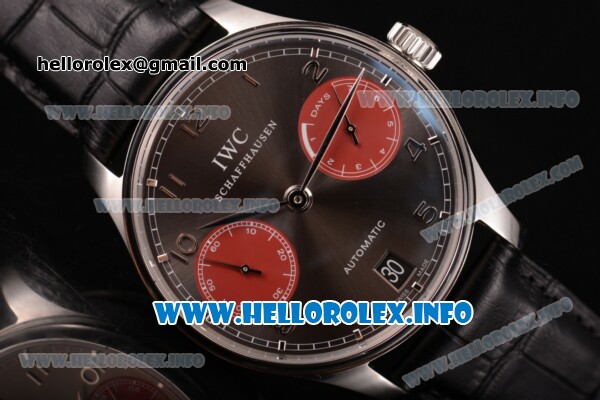 IWC Portuguese Automatic Tribeca Film Festival 2013 Edition Clone IWC 52010 Automatic Steel Case with Grey Dial Silver Arabic Numeral Markers and Black Leather Strap (ZF) - Click Image to Close