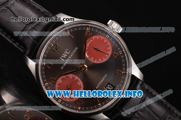 IWC Portuguese Automatic Tribeca Film Festival 2013 Edition Clone IWC 52010 Automatic Steel Case with Grey Dial Rose Gold Arabic Numeral Markers and Black Leather Strap (ZF) - Click Image to Close