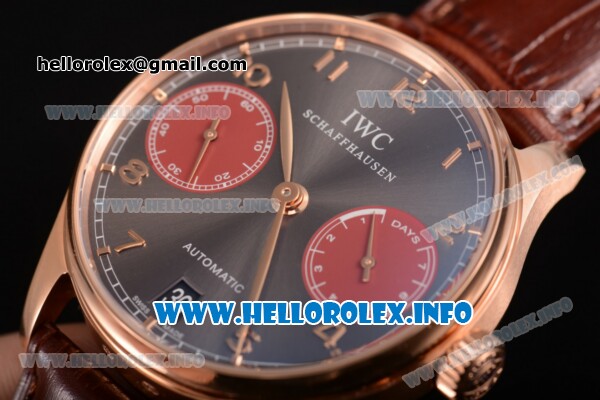 IWC Portuguese Automatic Tribeca Film Festival 2013 Edition Clone IWC 52010 Automatic Rose Gold Case with Grey Dial Rose Gold Arabic Numeral Markers and Brown Leather Strap (ZF) - Click Image to Close