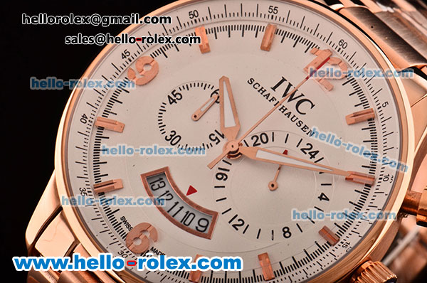 IWC Portuguese Chrono Japanese Miyota OS10 Quartz Rose Gold Case with Stick/Numeral Markers White Dial and Rose Gold Strap - Click Image to Close