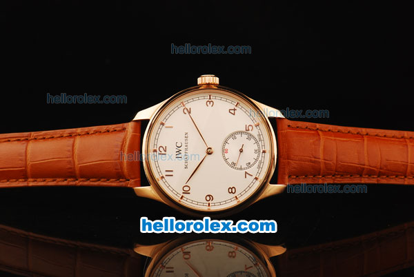 IWC Portuguese Asia 6497 Manual Winding Movement Rose Gold Case with White Dial and Rose Gold Arabic Numerals - Click Image to Close