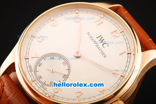 IWC Portuguese Asia 6497 Manual Winding Movement Rose Gold Case with White Dial and Rose Gold Arabic Numerals - Click Image to Close