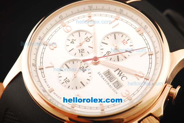 IWC Portuguese Yacht Club Automatic Movement Rose Gold Case with Rose Gold Markers and Black Rubber Strap - Click Image to Close