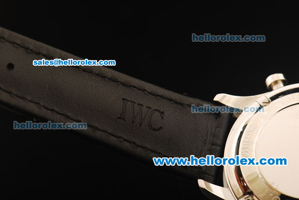 IWC Portuguese Yacht Club Chronograph Quartz Movement Steel Case with Black Dial and Black Leather Strap - Click Image to Close