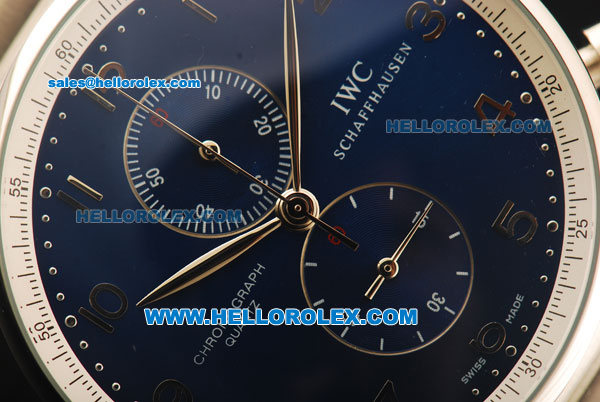 IWC Portuguese Chronograph Miyota Quartz Movement Full Steel Blue Dial and Arabic Numerals - Click Image to Close