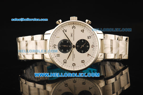 IWC Portuguese Chronograph Miyota Quartz Movement Full Steel White Dial and Arabic Numerals - Click Image to Close