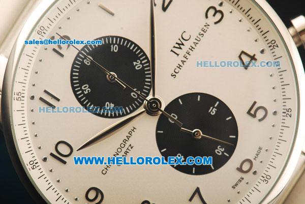 IWC Portuguese Chronograph Miyota Quartz Movement Full Steel White Dial and Arabic Numerals - Click Image to Close