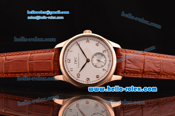 IWC Portuguese Swiss ETA 2836 Automartic Rose Gold Case with White Dial and Numeral Markers - Click Image to Close