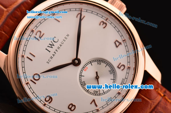 IWC Portuguese Swiss ETA 2836 Automartic Rose Gold Case with White Dial and Numeral Markers - Click Image to Close