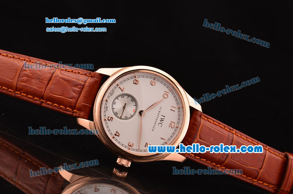 IWC Portuguese Swiss ETA 2836 Automartic Rose Gold Case with White Dial and Numeral Markers - Click Image to Close