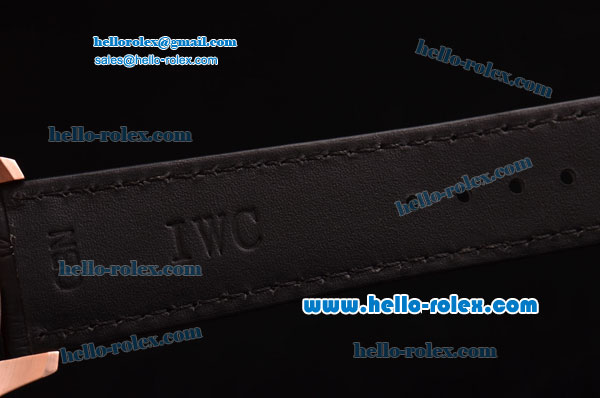 IWC Portuguese Vintage Swiss ETA 2836 Automartic Rose Gold Case with Black Dial and Black Leather Strap - Click Image to Close