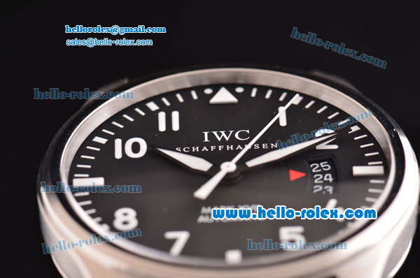 IWC Pilots Mark XVII Swiss ETA 2892 Automatic Steel Case with White Numeral Markers Black Dial and Black Leather Strap -1:1 Original - Click Image to Close