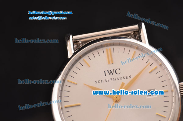 IWC Portofino Swiss ETA 2892 Automatic Steel Case with Gold Stick Markers and Silver Dial - Click Image to Close