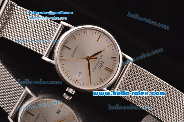 IWC Portofino Swiss ETA 2892 Automatic Steel Case with Gold Stick Markers and Silver Dial - Click Image to Close