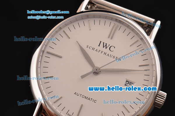 IWC Portofino Swiss ETA 2892 Automatic Steel Case with Silver Stick Markers and White Dial - Click Image to Close