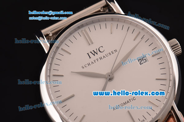 IWC Portofino Swiss ETA 2892 Automatic Steel Case with Silver Stick Markers and White Dial - Click Image to Close