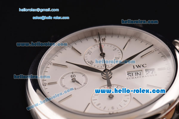 IWC Portofino Chronograph Swiss Valjoux 7750 Automatic Steel Case with White Dial and Stainless Steel Strap 1:1 Original - Click Image to Close