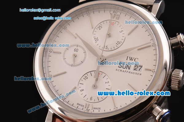 IWC Portofino Chronograph Swiss Valjoux 7750 Automatic Steel Case with White Dial and Stainless Steel Strap 1:1 Original - Click Image to Close