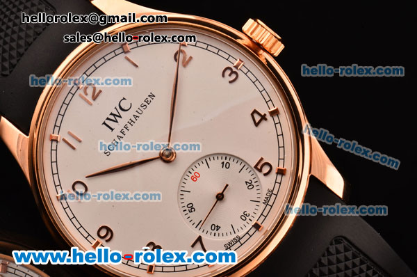 IWC Portuguese Vintage Asia 6497 Manual Winding Rose Gold Case with White Dial and Arabic Numeral Markers - Click Image to Close