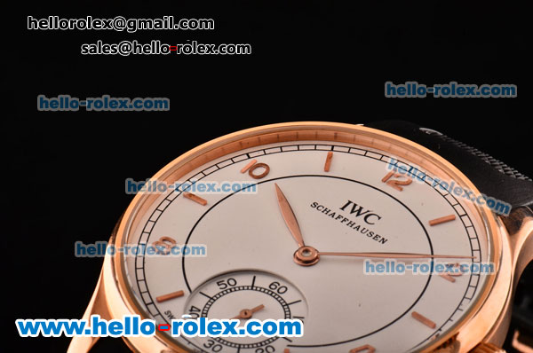 IWC Portuguese Vintage Asia 6497 Manual Winding Rose Gold Case with White Dial and Stick/Numeral Markers - Click Image to Close