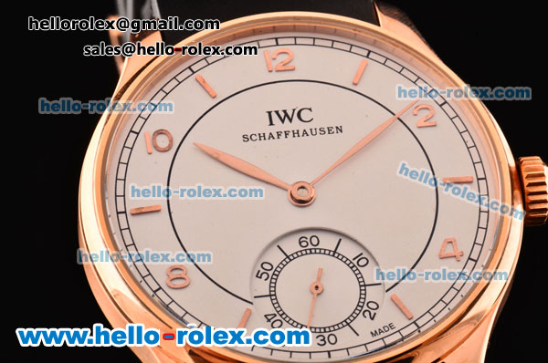 IWC Portuguese Vintage Asia 6497 Manual Winding Rose Gold Case with White Dial and Stick/Numeral Markers - Click Image to Close
